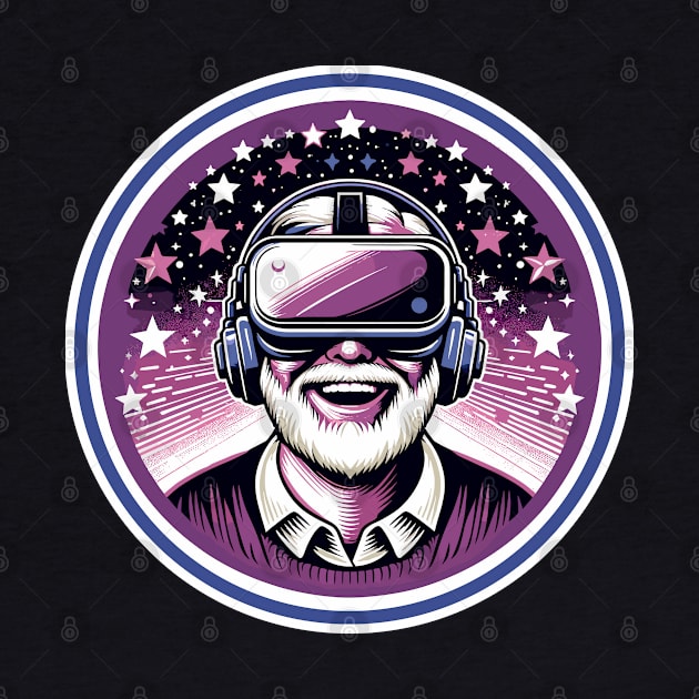 Old man wearing a virtual reality headset by Art_Boys